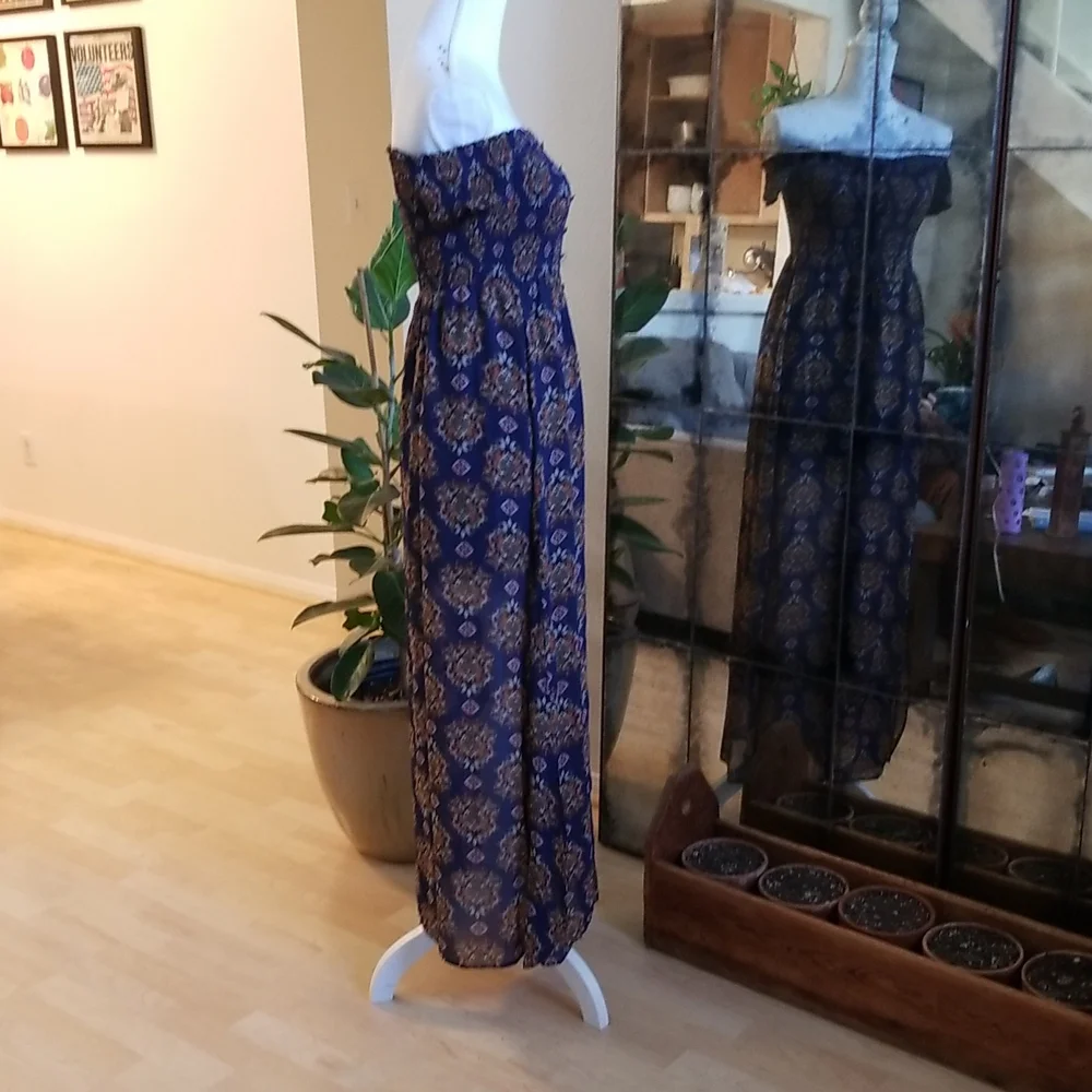 Xhilaration Blue & Orange Romper W Train Off Shoulder - Picture 7 of 11